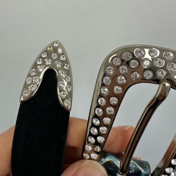 Claudio Orciani Genuine Snakeskin & Suede Leather Western Belt Rhinestone Size S main image 6